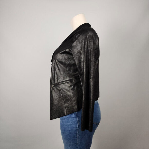 Worthington Black Faux Suede Cardigan Jacket Size L - Picture 4 of 8